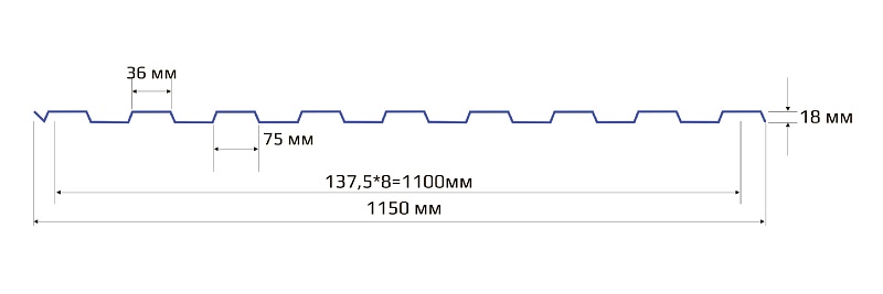 Профнастил НС 18 1150 Printech 0.65 Беленый дуб