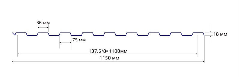 Профнастил НС 18 1150 Printech 0.25 Темное дерево