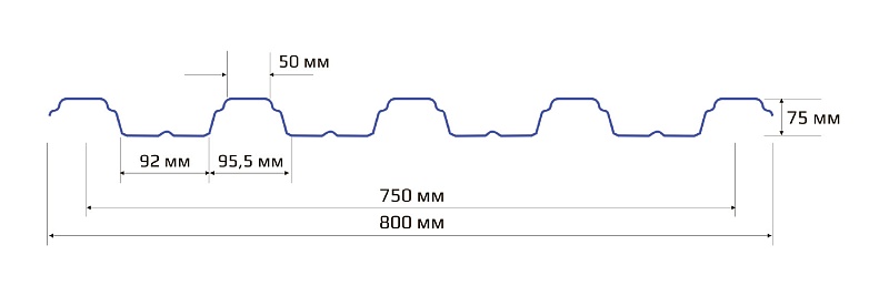 Профнастил Н 75 800 0.80 Цинк