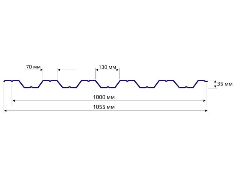 Профнастил НС 35 1000 Полиэстер 0.45 RAL 5021